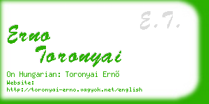 erno toronyai business card